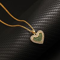 Europe And America Cross Border Love Pendant Necklace Micro-inlaid Color Zircon Clavicle Chain Geometric Girl Pendant Heart-shaped Necklace sku image 18