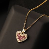 Europe And America Cross Border Love Pendant Necklace Micro-inlaid Color Zircon Clavicle Chain Geometric Girl Pendant Heart-shaped Necklace sku image 19