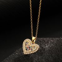 Europe And America Cross Border Love Pendant Necklace Micro-inlaid Color Zircon Clavicle Chain Geometric Girl Pendant Heart-shaped Necklace sku image 20