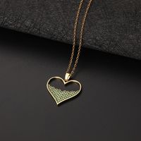 Europe And America Cross Border Love Pendant Necklace Micro-inlaid Color Zircon Clavicle Chain Geometric Girl Pendant Heart-shaped Necklace sku image 22