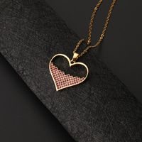 Europe And America Cross Border Love Pendant Necklace Micro-inlaid Color Zircon Clavicle Chain Geometric Girl Pendant Heart-shaped Necklace sku image 23