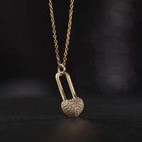 Europe And America Cross Border Love Pendant Necklace Micro-inlaid Color Zircon Clavicle Chain Geometric Girl Pendant Heart-shaped Necklace sku image 2