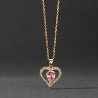 Europe And America Cross Border Love Pendant Necklace Micro-inlaid Color Zircon Clavicle Chain Geometric Girl Pendant Heart-shaped Necklace sku image 9