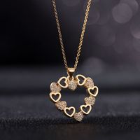Europe And America Cross Border Love Pendant Necklace Micro-inlaid Color Zircon Clavicle Chain Geometric Girl Pendant Heart-shaped Necklace sku image 14
