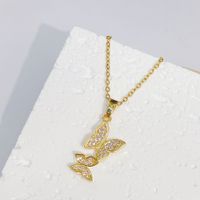 Ig Style Casual Butterfly Titanium Steel Copper Plating Inlay Zircon Pendant Necklace sku image 1