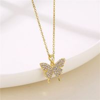 Ig Style Casual Butterfly Titanium Steel Copper Plating Inlay Zircon Pendant Necklace sku image 3