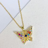 Ig Style Casual Butterfly Titanium Steel Copper Plating Inlay Zircon Pendant Necklace sku image 5