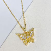 Ig Style Casual Butterfly Titanium Steel Copper Plating Inlay Zircon Pendant Necklace sku image 6