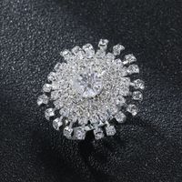 Sweet Snowflake Titanium Steel Plating Inlay Rhinestones Silver Plated Open Rings main image 2