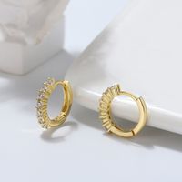 1 Pair Modern Style Classic Style Circle Polishing Plating Inlay Sterling Silver Zircon 14k Gold Plated Rose Gold Plated White Gold Plated Earrings main image 4