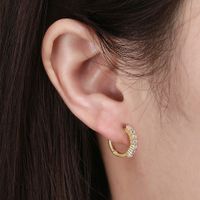 1 Pair Modern Style Classic Style Circle Polishing Plating Inlay Sterling Silver Zircon 14k Gold Plated Rose Gold Plated White Gold Plated Earrings main image 3