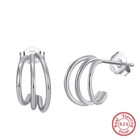 1 Pair Casual Elegant Luxurious C Shape Plating Laser Sterling Silver 14k Gold Plated White Gold Plated Silver Plated Ear Studs main image 1