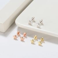1 Pair Simple Style Pentagram Plating Sterling Silver 14k Gold Plated Ear Studs main image 1