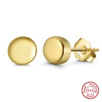 1 Pair Modern Style Classic Style Round Polishing Plating Metal Sterling Silver 14k Gold Plated White Gold Plated Rhodium Plated Ear Studs main image 4
