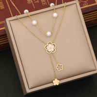 Wholesale Commute Heart Shape Flower 304 Stainless Steel Copper Plating 18K Gold Plated Pendant Necklace sku image 3