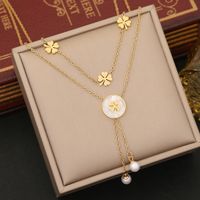 Wholesale Commute Heart Shape Flower 304 Stainless Steel Copper Plating 18K Gold Plated Pendant Necklace sku image 4