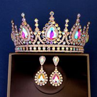 Retro Water Droplets Alloy Hollow Out Inlay Rhinestones Crown Earrings main image 1