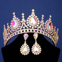 Retro Water Droplets Alloy Hollow Out Inlay Rhinestones Crown Earrings main image 5