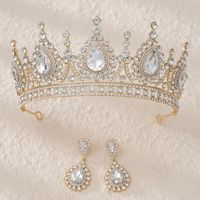 Retro Water Droplets Alloy Hollow Out Inlay Rhinestones Crown Earrings main image 3