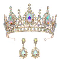 Retro Water Droplets Alloy Hollow Out Inlay Rhinestones Crown Earrings main image 2
