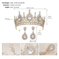 Retro Water Droplets Alloy Hollow Out Inlay Rhinestones Crown Earrings sku image 2