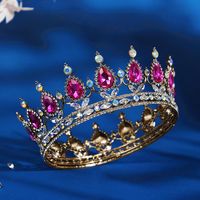 Retro Shiny Water Droplets Alloy Plating Hollow Out Inlay Rhinestones Crown main image 6