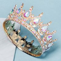 Retro Shiny Water Droplets Alloy Plating Hollow Out Inlay Rhinestones Crown main image 4
