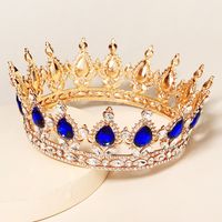 Retro Shiny Water Droplets Alloy Plating Hollow Out Inlay Rhinestones Crown main image 3