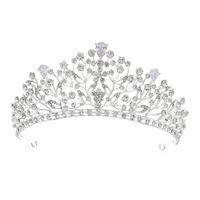 Retro Shiny Flower Alloy Hollow Out Inlay Rhinestones Crown main image 2