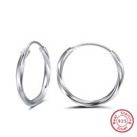 1 Pair Modern Style Classic Style Korean Style Circle Plating Sterling Silver White Gold Plated Rhodium Plated Silver Plated Hoop Earrings main image 4