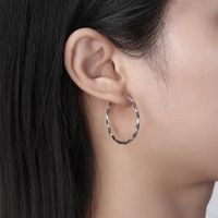 1 Pair Modern Style Classic Style Korean Style Circle Plating Sterling Silver White Gold Plated Rhodium Plated Silver Plated Hoop Earrings main image 2