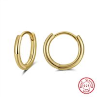 1 Pair Modern Style Classic Style Korean Style Circle Polishing Plating Sterling Silver 14k Gold Plated White Gold Plated Rhodium Plated Hoop Earrings main image 5