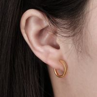 1 Pair Modern Style Classic Style Korean Style Circle Polishing Plating Sterling Silver 14k Gold Plated White Gold Plated Rhodium Plated Hoop Earrings main image 2