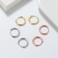 1 Pair Modern Style Classic Style Korean Style Circle Polishing Plating Sterling Silver 14k Gold Plated White Gold Plated Rhodium Plated Hoop Earrings main image 6