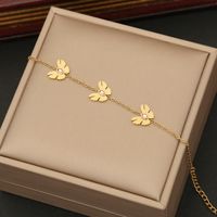 Stainless Steel 18K Gold Plated Romantic Commute Plating Inlay Butterfly Artificial Diamond Bracelets Earrings Necklace sku image 2