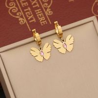 Stainless Steel 18K Gold Plated Romantic Commute Plating Inlay Butterfly Artificial Diamond Bracelets Earrings Necklace sku image 1