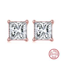 1 Pair Modern Style Simple Style Classic Style Square Plating Laser Inlay Sterling Silver Zircon 14k Gold Plated Rose Gold Plated White Gold Plated Ear Studs main image 5