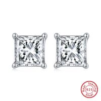 1 Pair Modern Style Simple Style Classic Style Square Plating Laser Inlay Sterling Silver Zircon 14k Gold Plated Rose Gold Plated White Gold Plated Ear Studs sku image 2