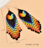 Wholesale Jewelry Vacation Bohemian Color Block Heart Shape Seed Bead Beaded Drop Earrings main image 3