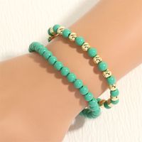 Solid Color Round Copper Beaded Plating Gold Plated Bracelets main image 9