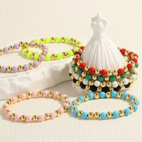 Solid Color Round Copper Beaded Plating Gold Plated Bracelets main image 1