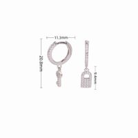 1 Pair Casual Simple Style Key Lock Asymmetrical Plating Inlay Sterling Silver Zircon White Gold Plated Gold Plated Drop Earrings sku image 1