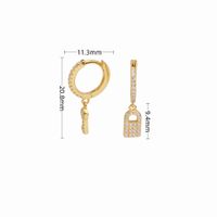 1 Pair Casual Simple Style Key Lock Asymmetrical Plating Inlay Sterling Silver Zircon White Gold Plated Gold Plated Drop Earrings sku image 2