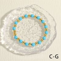 Solid Color Round Copper Beaded Plating Gold Plated Bracelets main image 3