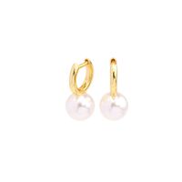 1 Pair Simple Style Round Plating Inlay Sterling Silver Pearl White Gold Plated Gold Plated Earrings main image 3