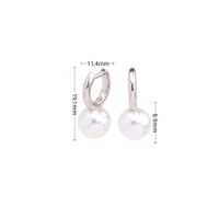 1 Pair Simple Style Round Plating Inlay Sterling Silver Pearl White Gold Plated Gold Plated Earrings sku image 1