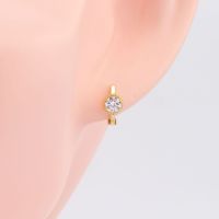 1 Pair Simple Style Round Plating Inlay Sterling Silver Zircon White Gold Plated Gold Plated Earrings main image 2