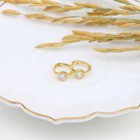 1 Paar Einfacher Stil Runden Überzug Inlay Sterling Silber Zirkon Weißgold Plattiert Vergoldet Ohrringe main image 5