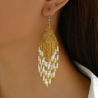 Wholesale Jewelry Modern Style Rhombus Seed Bead Beaded Handmade Drop Earrings main image 3