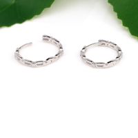 1 Pair Simple Style Solid Color Plating Inlay Sterling Silver Zircon Hoop Earrings main image 4